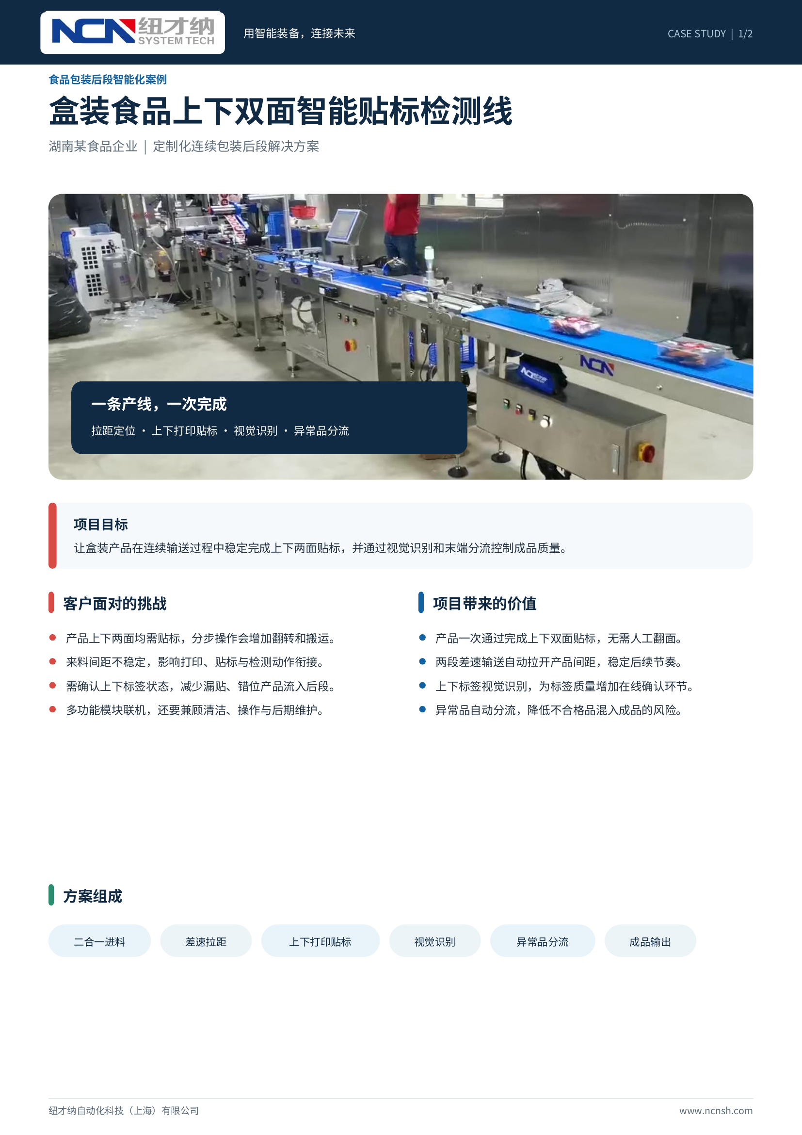 盒装食品上下双面智能贴标检测线